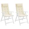 High Back Seat Cushions 2 Pcs Cream Oxford Fabric