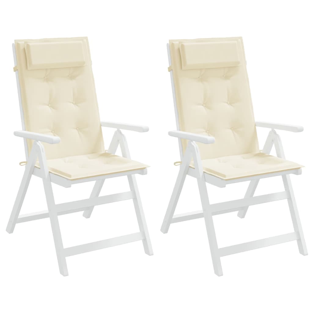 High Back Seat Cushions 2 Pcs Cream Oxford Fabric