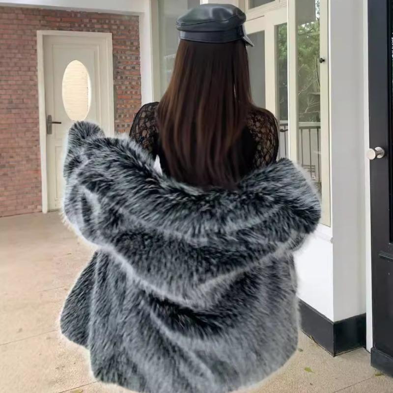 New Autumn and Winter Imitation Fur Jacket Women's Lapel Mid-length Fox Hair Loose Casual Thickened Plush Trendy Cool Style