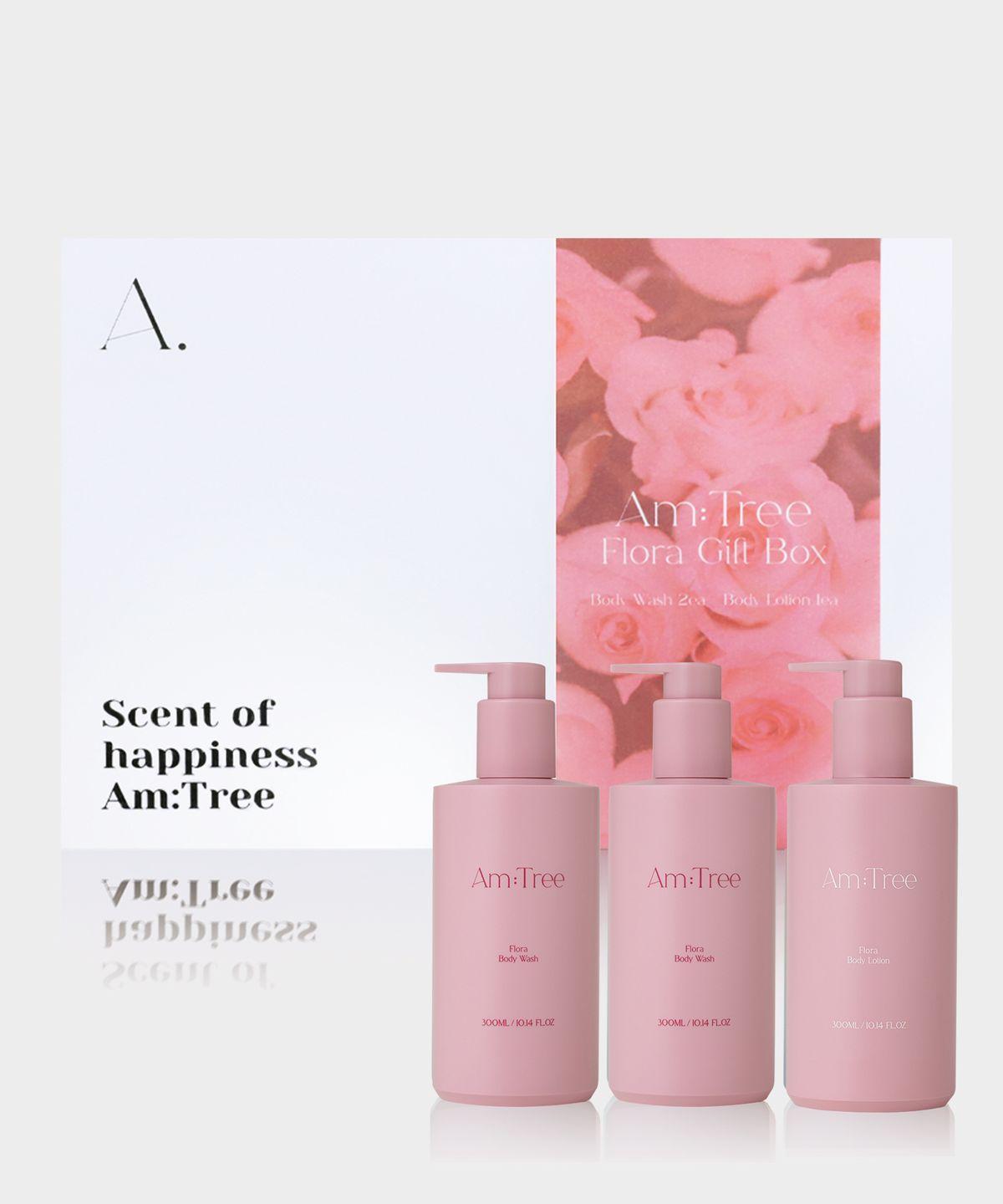 (giftset_shopping bag) Flora Perfume Body Gift Set Rose & Gardenia (Body Wash 2p + Body Lotion 1p)