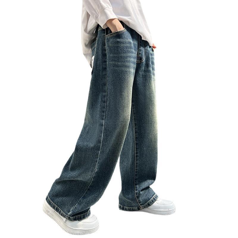 Kids Boys Jeans with Elastic Waist Trousers Kids Clothes Loose Casual Boys Casual Fashion Spring Trend Long Trousers