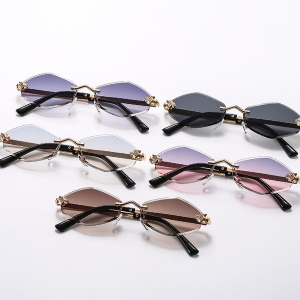 Frameless Polygonal Cycling Sunglasses UV400 UV Resistant Cycling Glass Rhombus Sunglasses  Holiday