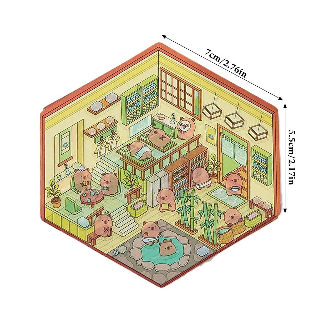 Scene Stickers Capybara 3D Miniature Scene Stickers Diary Accessories Books Decoration Cartoon Funny Decals Art Craft Supplies