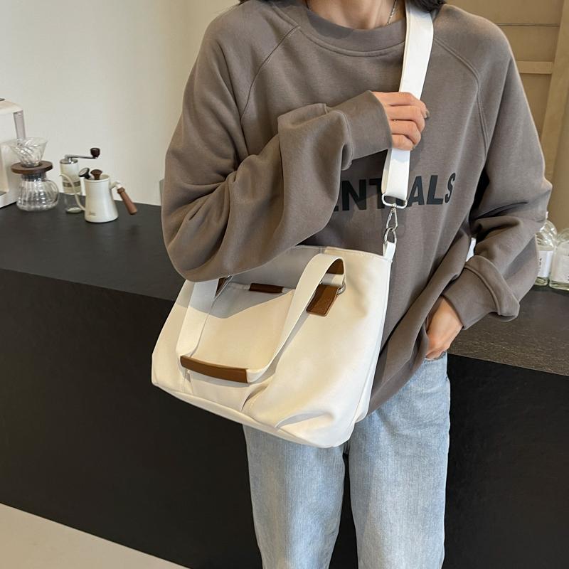 Sac à bandoulière grande capacité pour femme, fourre-tout en toile, sac de classe pour étudiante