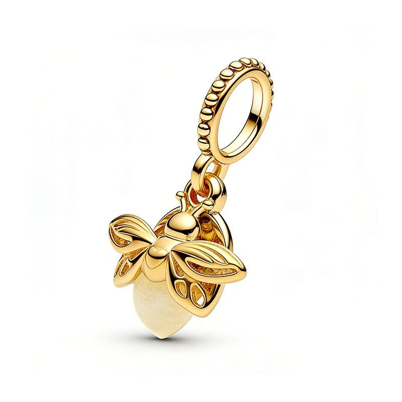 Item Gold Sparkling Lucky Four-Leaf Clover Animal Multi-type Charm Bead Pendant Security Chain Compatible Bracelet