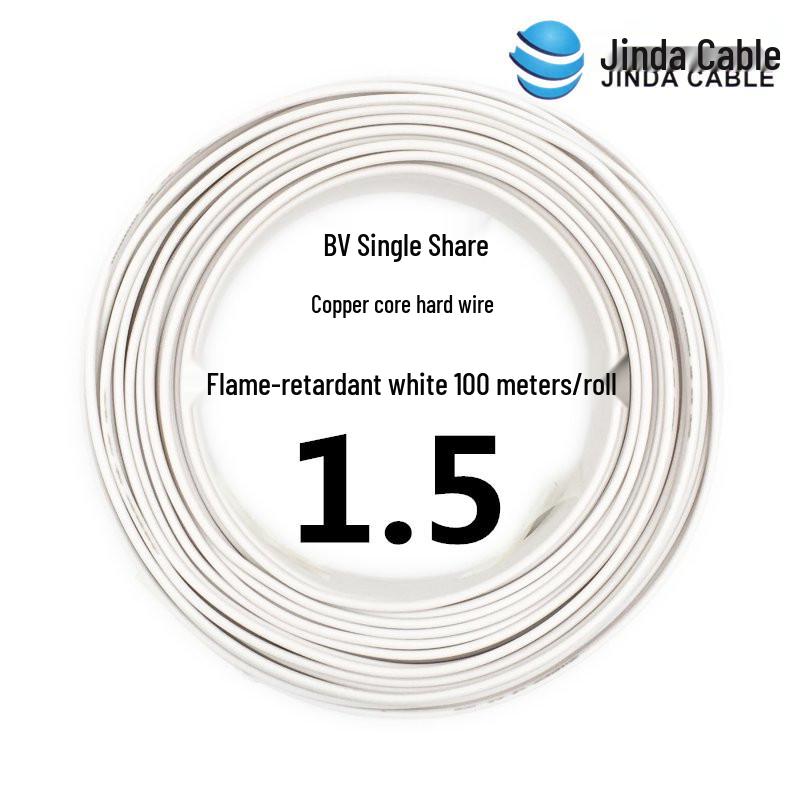 Jinda 2.5mm² Copper Core Wire: 4/1 Square Millimeter, Flame Retardant, BV Single Core for Home Décor