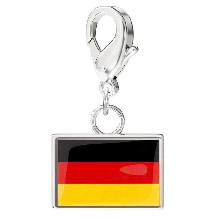 Stainless Steel Country Flag Bracelet Pendant Hand Chain Charm Travel Wristlet Keychain with Lobster Clasp and Small Profile