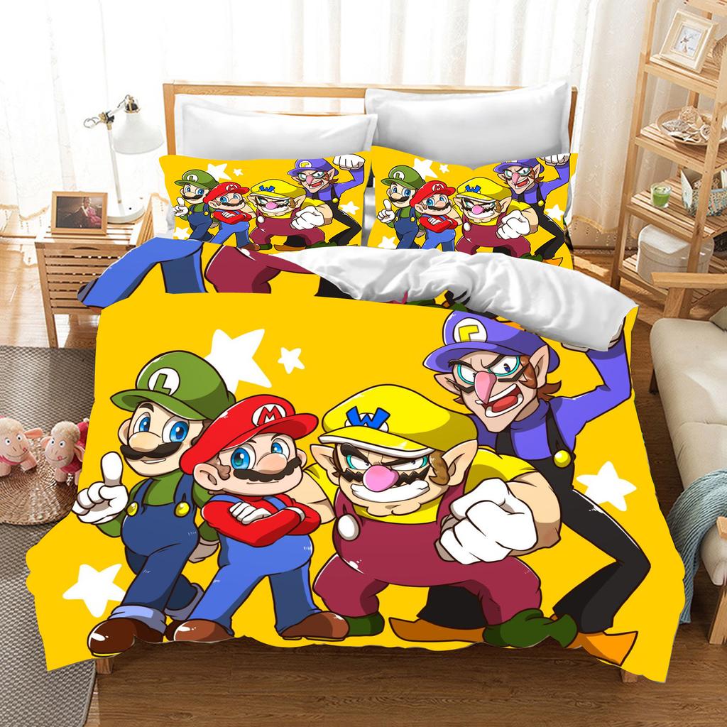 Mario Duvet Cover Set Comforter Bedding 3d Children'S Bedding Set 3-Piece 1 Quilt Cover King Size