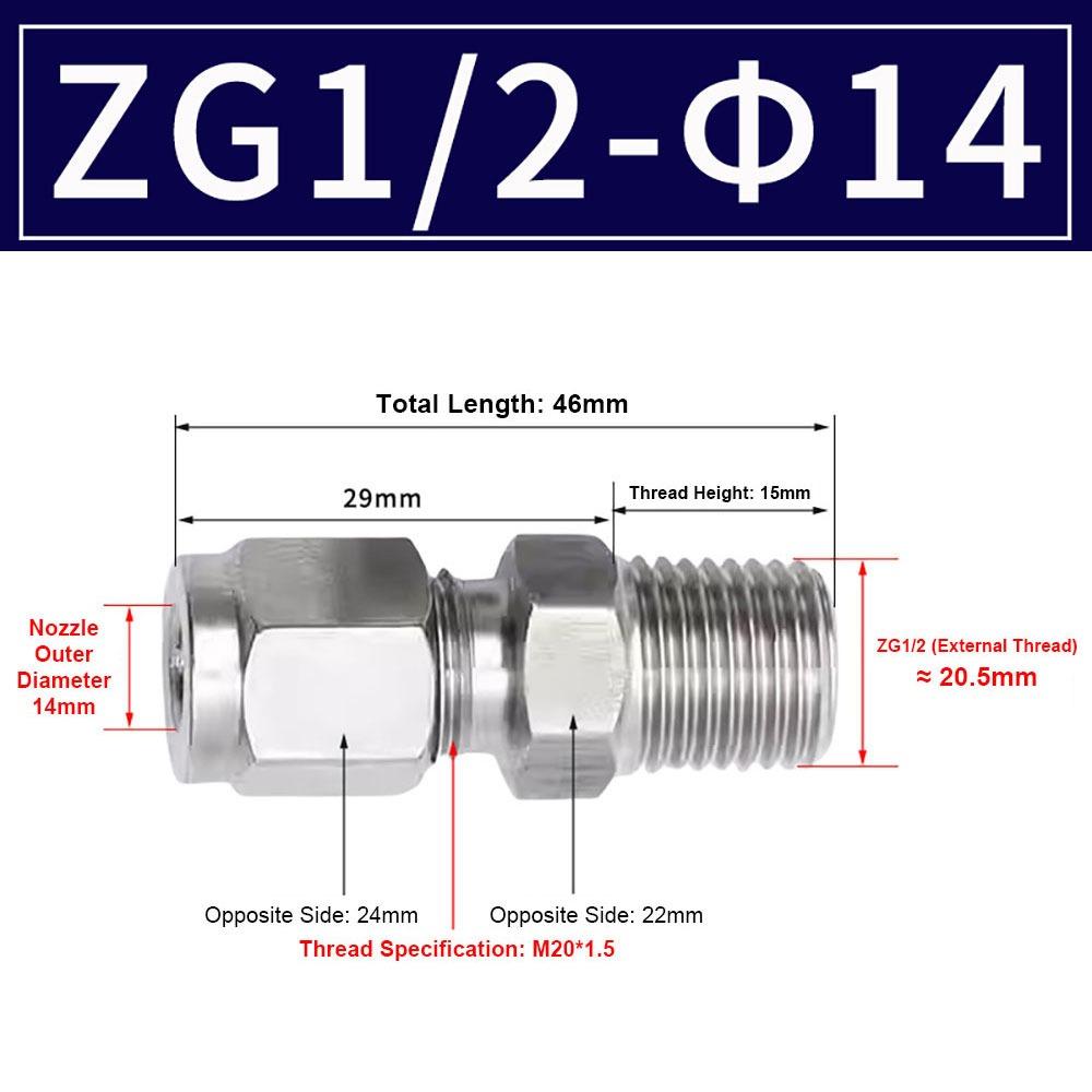 1Pcs Stainless Steel Quick Fitting 304 SS Metric ZG Pipe Fitting Tube Connector  for Oil Water Gas
