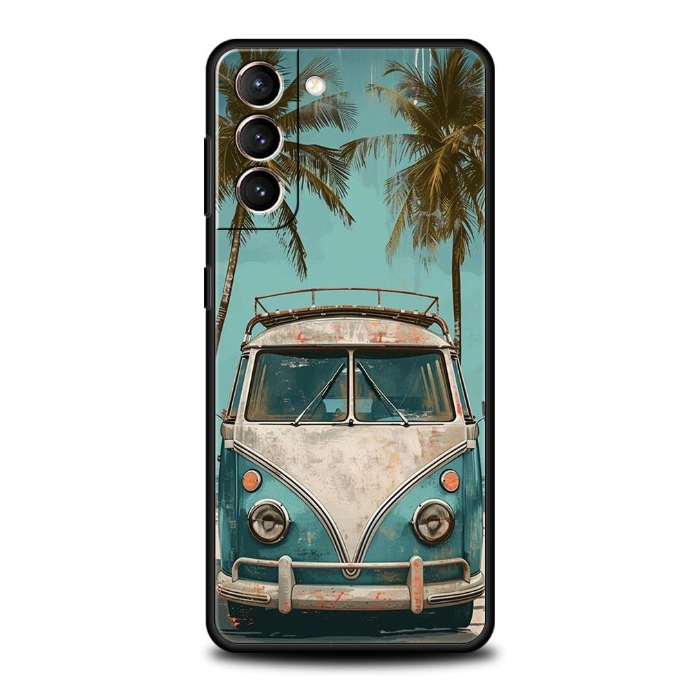 Combi Van Car Outdoor Camping Phone Case For Samsung Galaxy S26 Ultra S25 Plus S24 FE S23 S22 5G S21 S20 Cover Black Soft