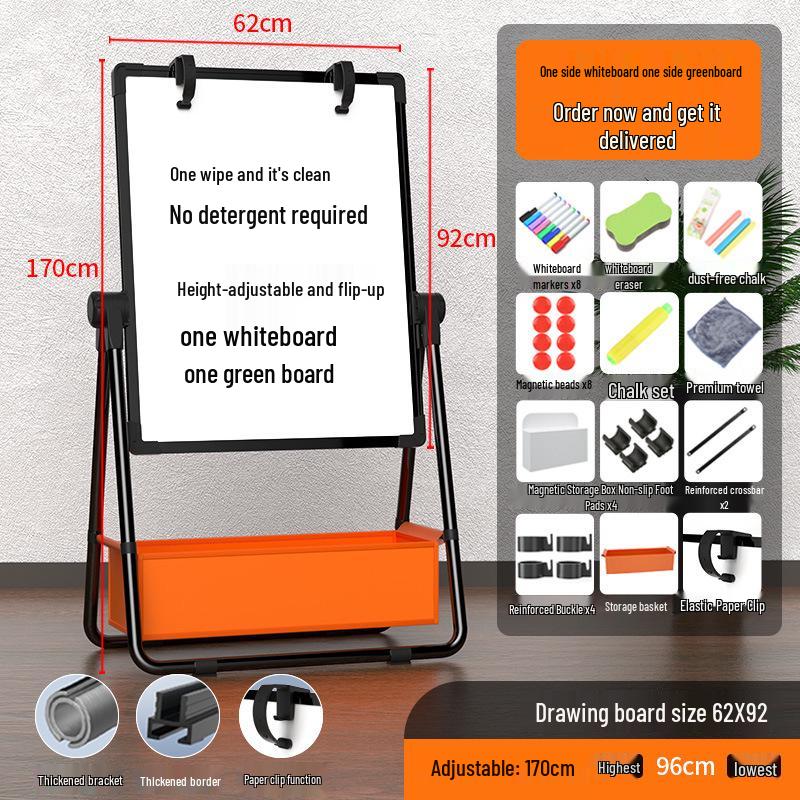 Foldable Double-Sided Magnetic Whiteboard with Mobile Stand for Home, Children's Teaching, and Conferences