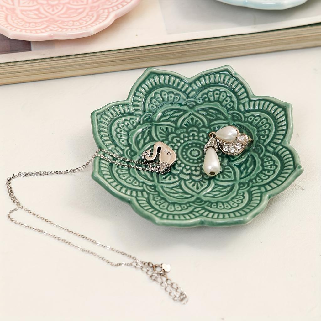 Delicate Floral Mandala Jewelry Tray | For Earrings, Necklaces, Bracelets, Home Decor, Holiday Gifts