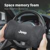 Car Suede Headrest Auto Logo Seat Neck Pillow Head Support For Jeep Grand Cherokee Wrangler JK Gladiator Compass Renegade Recon