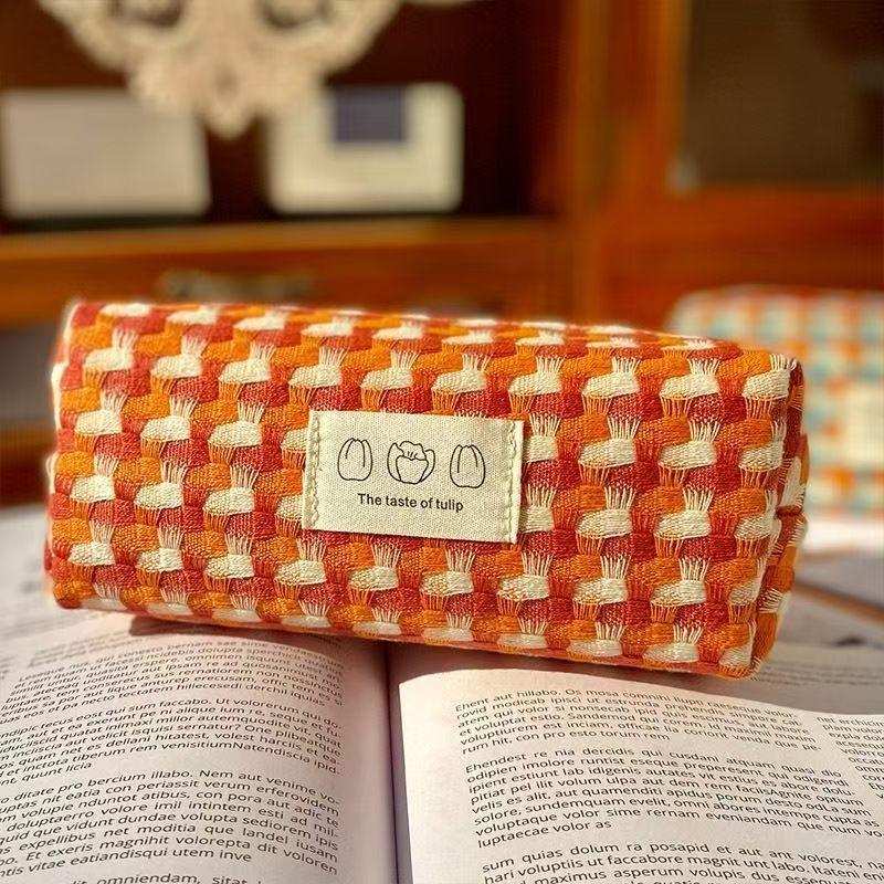Crocheted Stylish Pencil Case—Cute and Minimalist Storage Pencil Case for Students—Large-Capacity Stationery Organizer