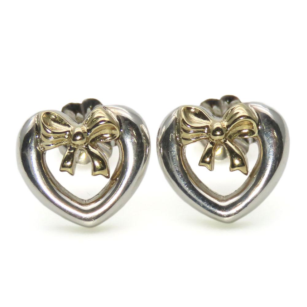 Used TIFFANY&Co. Pierce Silver925/K18 Yellow Gold 3.3g Silver Yellow Gold Heart Ribbon
