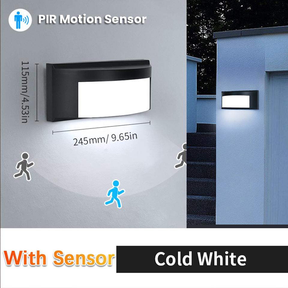 Outdoor Indoor Wall Light Motion/NO Sensor LED Wall lamp IP55 Waterproof AC85-265V ABS 16/30W For Porch Railing Fence Yard Patio