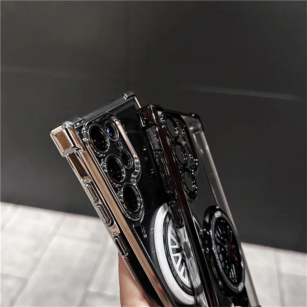 Shockproof Airbags Armor Magnetic Transparent Case for Samsung Galaxy S25 S24 Ultra S23 FE S22 Plus A54 A34 A15 A35 A55 A53 5G