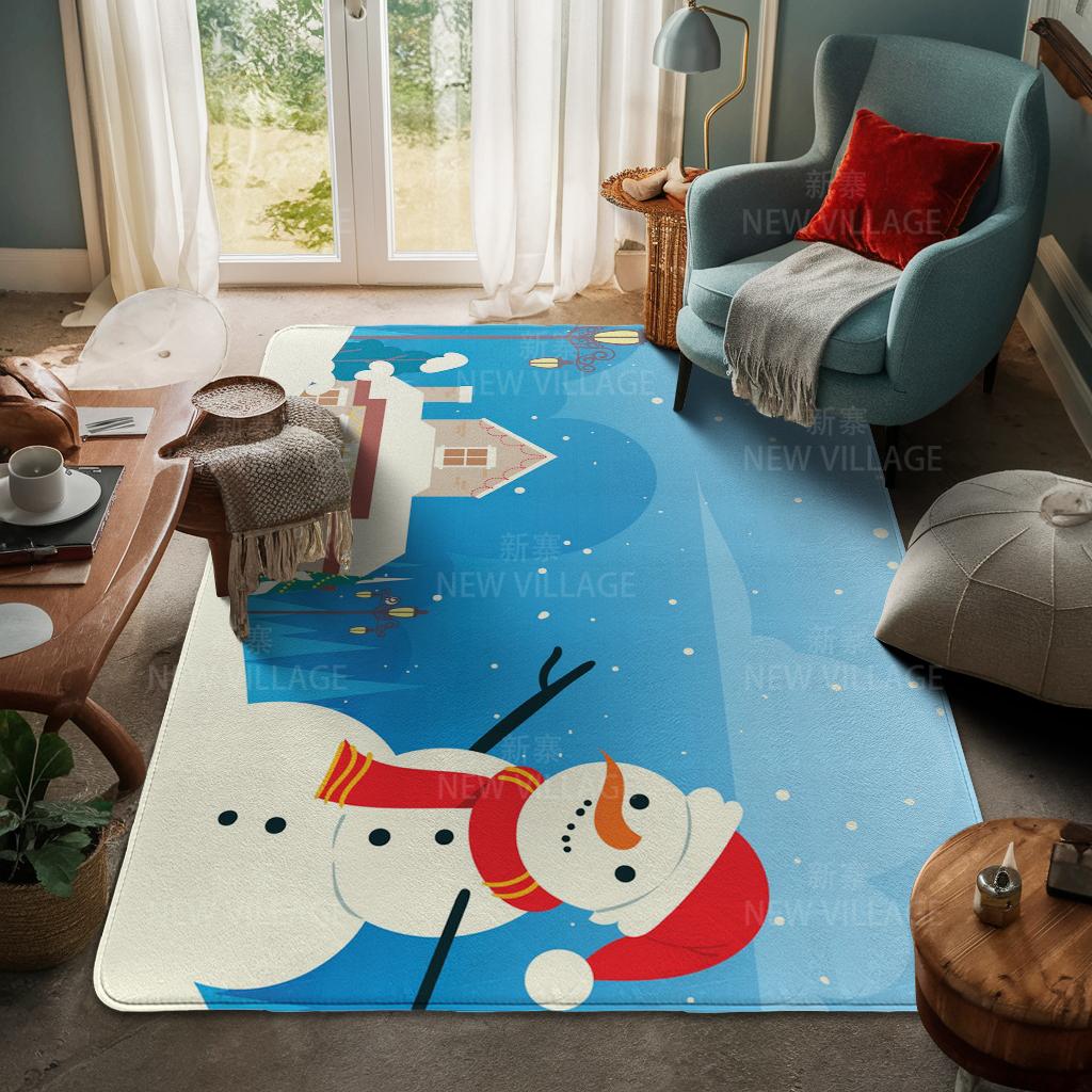 House Entrance Carpet Home Door Mat Living Room Bath Foot Bathroom Non-slip Water Absorption Rugs Bath Merry Christmas Winter