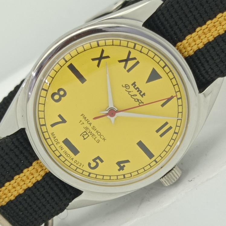 

USED HMT PILOT INDIAN MENS MECHANICAL WATCH a413130-1 Sku009-a413130