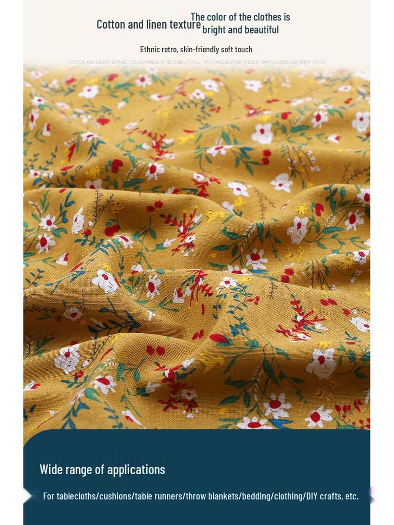 Retro-Style Cotton & Linen Ethnic Print Fabric for Tablecloths, Curtains, Bohemian Clothing - Yunnan Lijiang Design