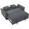 Futon Sleeper Sofa, Adjustable Backrest, 2-Seater with 2 Cushions, Dark Grey