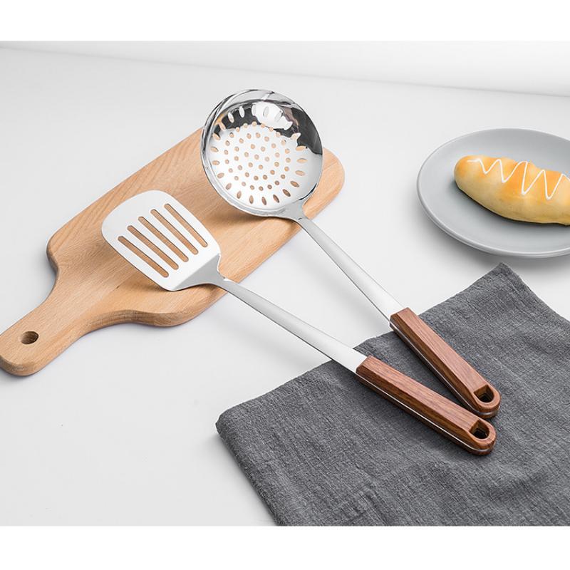HANYANG Stainless Steel Stir-fry Spatula Large Soup Spoon Thickened Handle Spatula Cookware