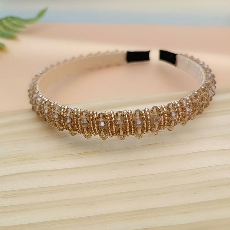 Korean Fashion Shiny Beaded Headband For Women Full Crystal Diamond Hair Hoop Wedding Bridal Hair Jewelry Accessories