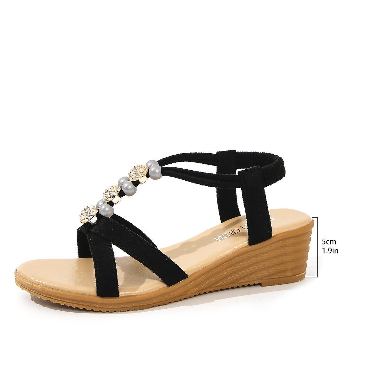 

2025 summer new wind round head open-toed leopard print one-word foot cover women s large size wedge sandals 42 чёрный