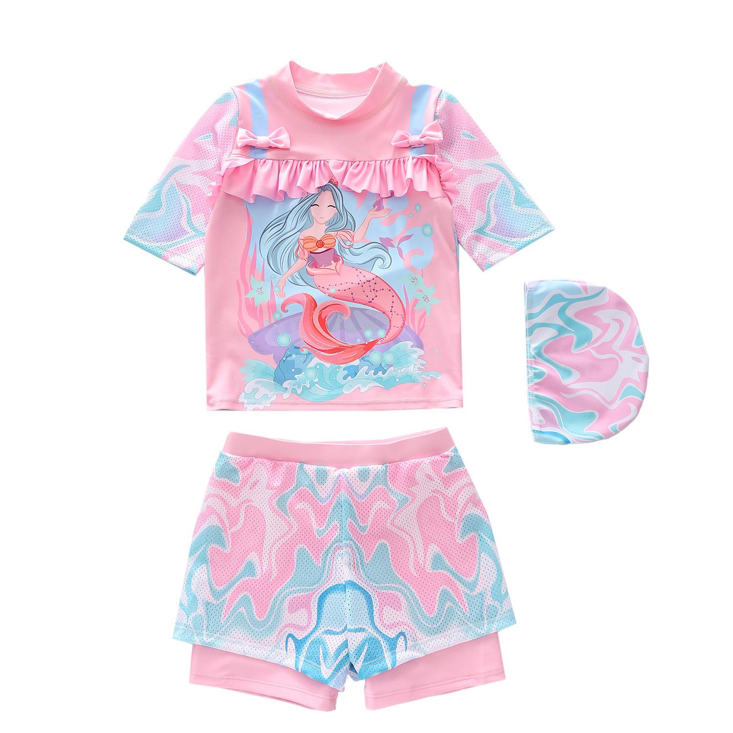 Girls  Mermaid Ruffle Bowknot Two-Piece Swimsuit - Sporty Design 2026 4XL (130-140cm, 55-65kg)