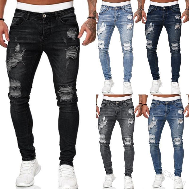 Europäische & Amerikanische Bestseller Herren Ripped Badge Skinny Jeans