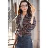 Mocana Women's Vintage Plaid Long Sleeve Shirt