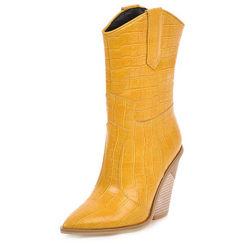 Fish Scales Pattern Leather Boots Women Custom Pointed Toe Thick High Heel Ladies Ankle Boots Fashion Dress Shoes Women  WSH3463