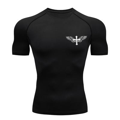 Kompressionsshirt mit Kreuzflügel-Aufdruck für Herren, christliches Athletik-T-Shirt, sportliche T-Shirts, Tops, Fitnessstudio, Training, Laufen, Baselayer, Unterhemd