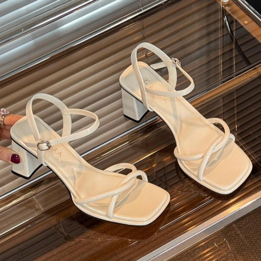 Women's High Heel Sandals Silver 2025 Summer French Style Dress Sandals Red Non Tiring Sandals Women's Shoes