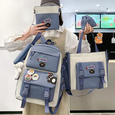 Schultasche neu lässiger Rucksack Campus süß Grundschüler Mittelschüler Schultasche einfach Fünfteiliger Rucksack