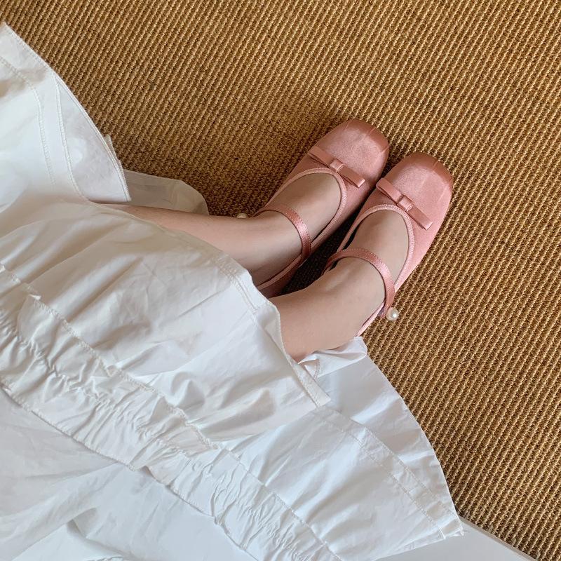 2025 early spring new fairy style with skirt retro Mary Jane shoes women silver inner height increase word belt single shoes women