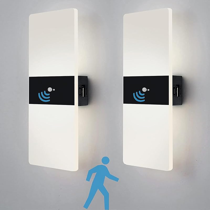 Rechargeable Wall Lights Set of 2 Battery Operated Wall Sconces Indoor LED Wireless USB Charging Batteries Lamps Portable Magnetic Wall Lighting for