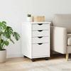 Mobile Storage Cabinet with Casters White 34 x 39 x 56 cm Solid Pine Wood
