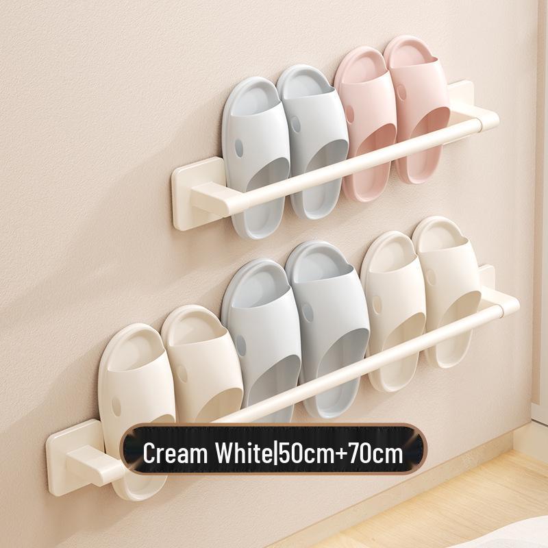 Punch-Free Wall-Mounted Bathroom Slipper Rack and Draining Storage Hanger