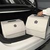1pc Camellia Fashion Car Trunk Organizer, White Diamond Pattern with Handle and Camellia Logo