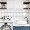 VEELIKE Waterproof Kitchen Tile Stickers, Heat Resistant, 6 Sheets, 30x30cm, Brick Pattern, White, Glossy, 3D Wallpaper Stickers, Wall Stickers, Mosai