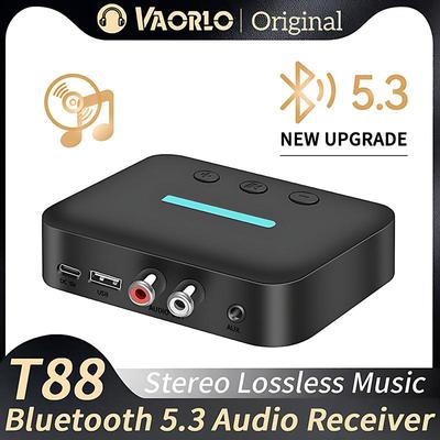 Adaptador receptor de audio USB Bluetooth 5.3, estéreo inalámbrico, música, 3,5 mm AUX R/L RCA, compatible con reproducción de U-Disk para altavoces de escritorio y amplificadores.