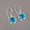 Swiss Blue Topaz Gemstone 925 Sterling Silver Jewelry Handcrafted Earrings1.40" EE-56-7