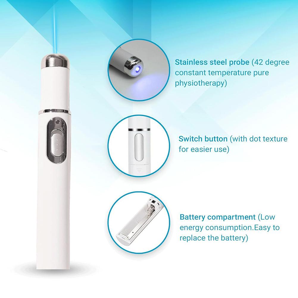 Blue Light Acne Pen Heated Eye Massager Eye Massage Instrument for Dark Circles Eye Bags Puffiness Under Eyes Beauty Pen