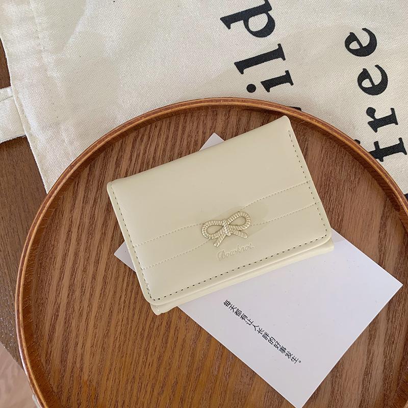 Damski portfel ins damska kokardka prosty krótki wysokiej klasy mały składany