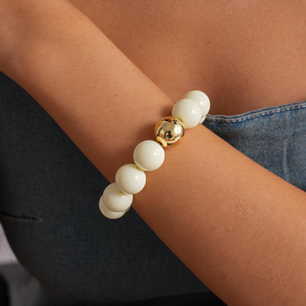 Einfacher Modischer Bunter Dopamin Acryl Runder Perlen Halskette Armband für Frauen Sommerurlaub Schmucksets Zubehör Geschenke