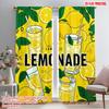 2pcs 2D Flat Printing Curtain Lemonade Summer Party Drinks 100% Polyester Fabric Without Electricity Birthday Party for Holiday