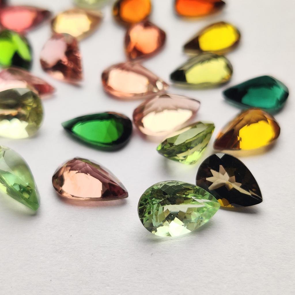 Best Quality Tourmaline Pear Cut Multi Gemstone, 6x9 MM Size Pear. Multi Tourmaline Loose Gemstone Lot, October Birthstone For Making Jewelry.