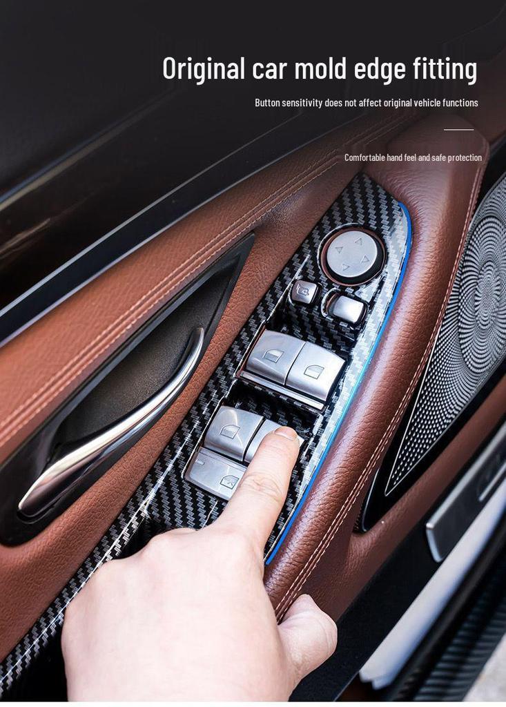 BMW 5 Series Interior Door Pull Handle Protective Cover Trim Sticker for 520/525/528/530 Models.