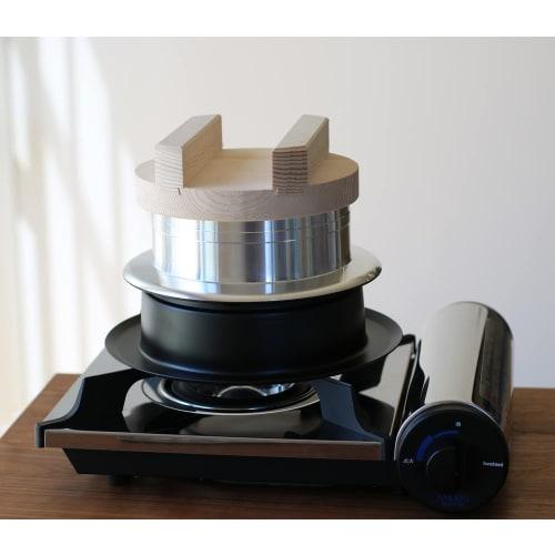 Nichi Nichi Dogu Wooden Lid Rice Cooker, 2-Cup Capacity, Made In Japan, Gas Compatible, Kama Cooker, Baked Finish, Silver, Aluminum